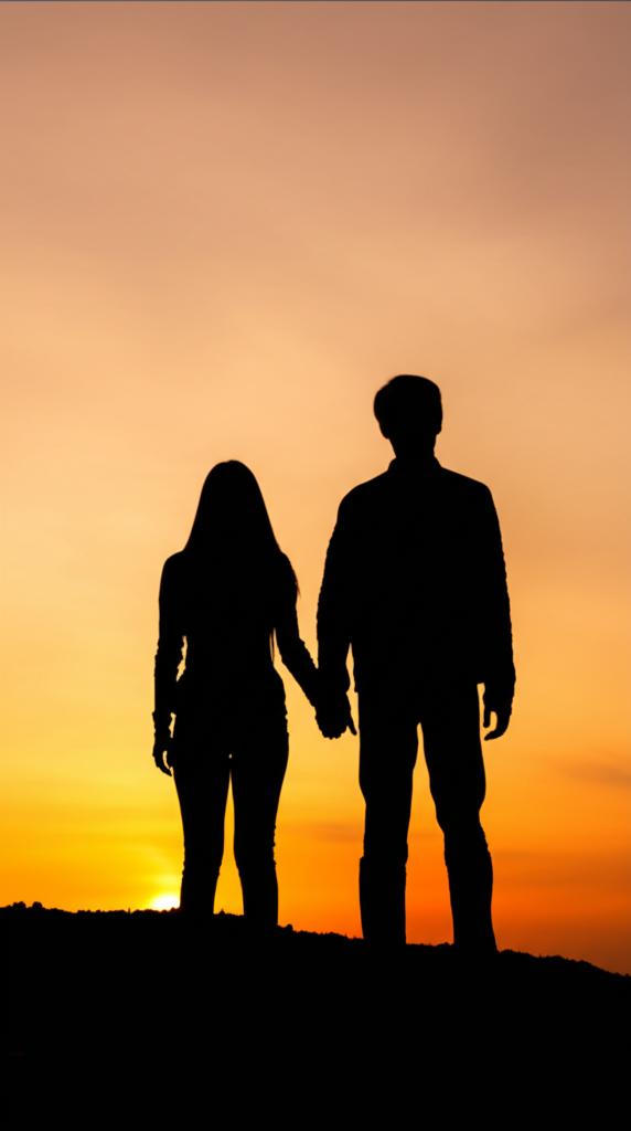 A middle-aged couple sitting on the edge of the bed, looking tired and distant from each other. The room is dimly lit.