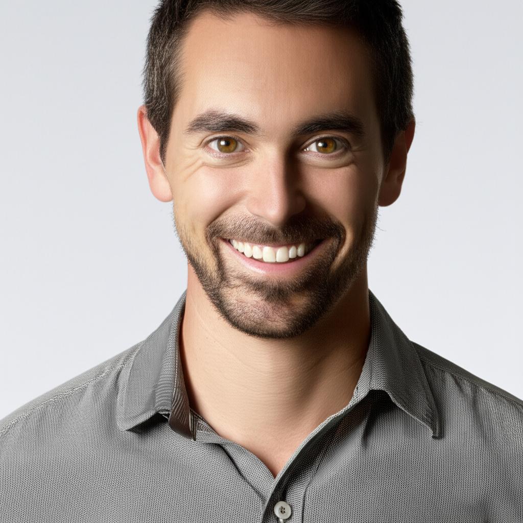 energetic man smiling confidently