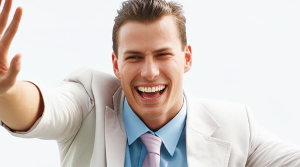 Energetic man smiling with partner
