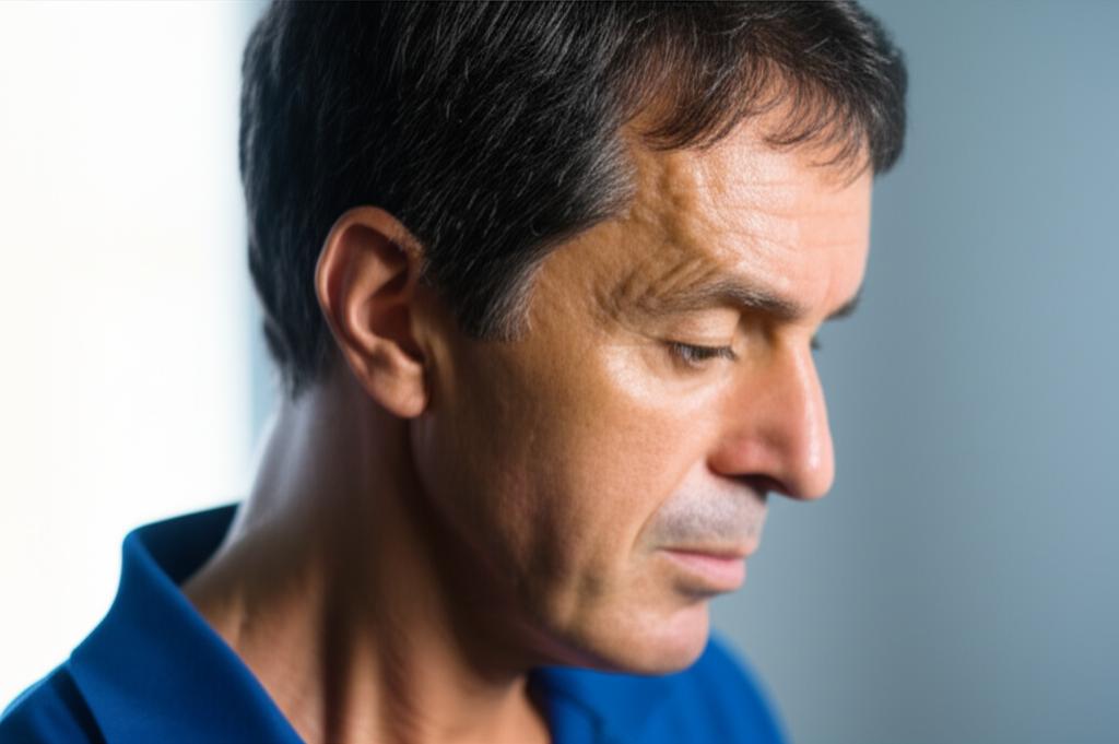 Man looking concerned about health and vitality