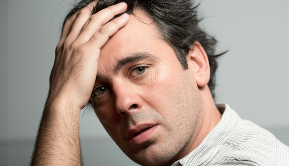 Man looking tired and dizzy after activity