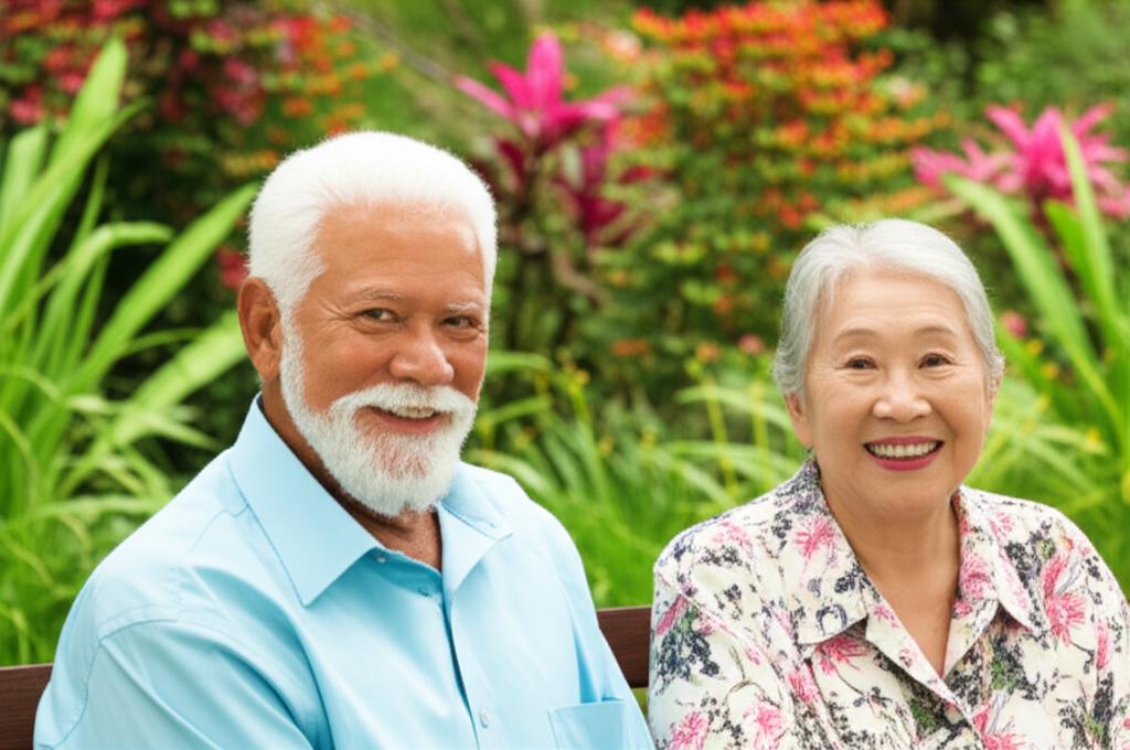 Happy older man in Singapore enjoying life with partner